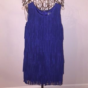 Girls Elisa B. size 16 suede blue fringe dress